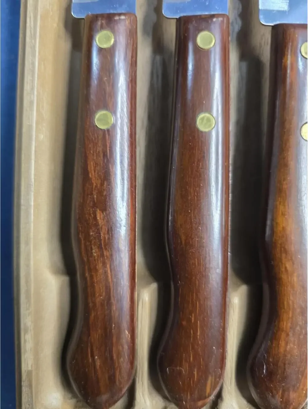 Vintage Imperial Veri-Sharp Steak Knives Stainless Wooden Handles Set of 6- 9